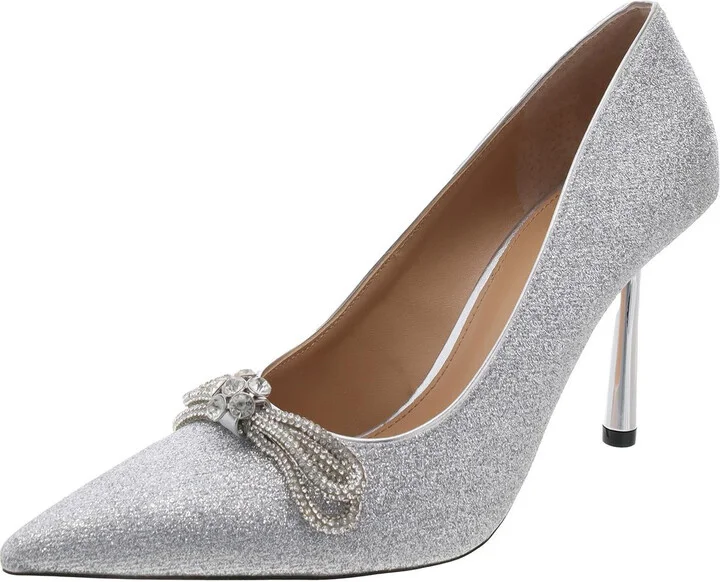 Antoinette Womens Glitter Faux Leather Pumps