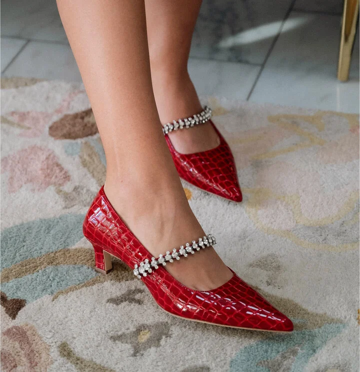Antonella Red Leather Comfortable Dressy Date Night Pump - Image 3