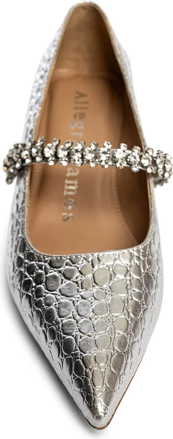 Antonella Silver Evening Night Out Embossed Leather Kitten Heel Pump - Image 5