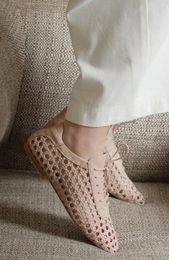 Antonia Woven Leather Flat - Image 4