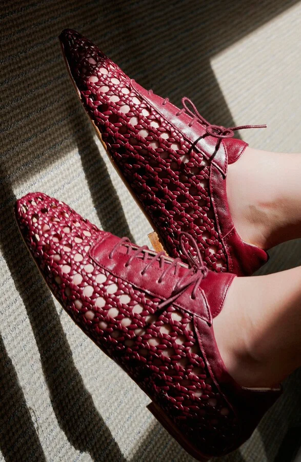 Antonia Woven Leather Flat - Image 6