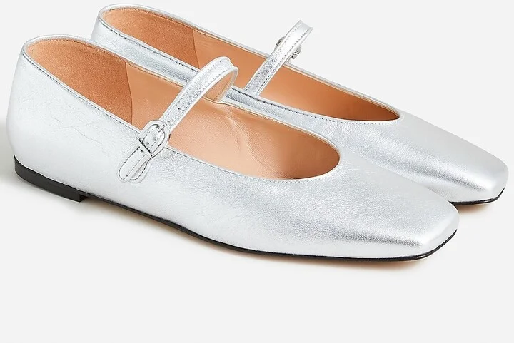 Anya Mary Jane flats in metallic leather
