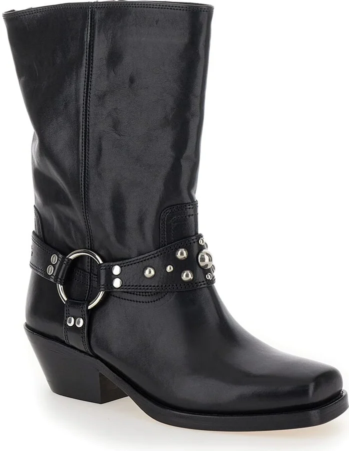 'anyta' Black Ankle Boots With Studs In Leather Woman - Image 2