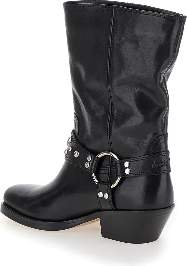'anyta' Black Ankle Boots With Studs In Leather Woman - Image 3