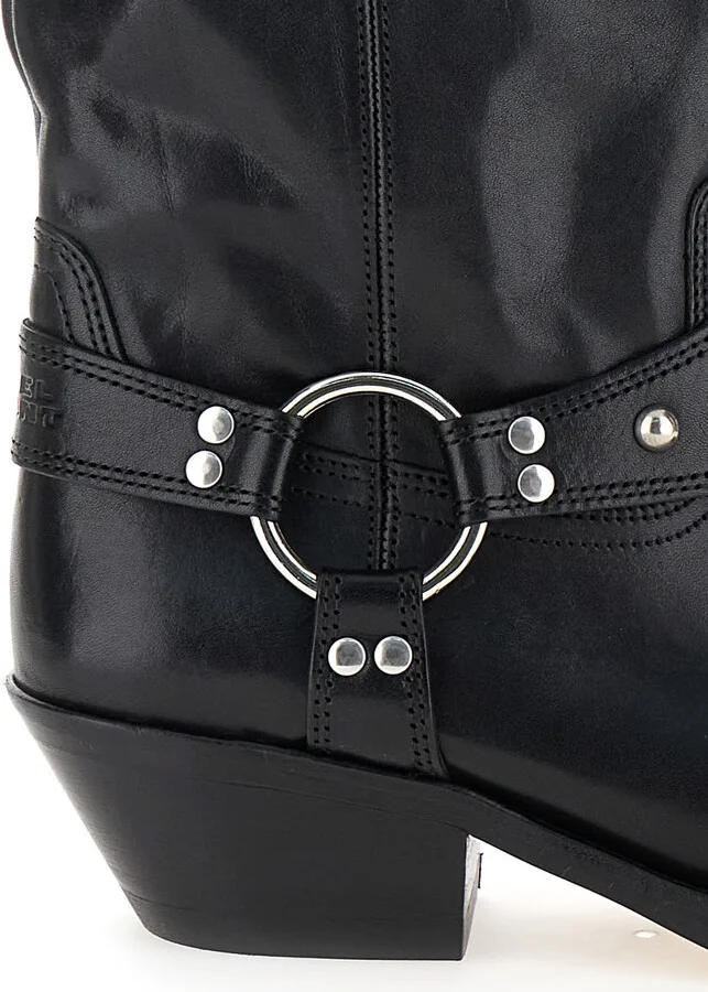 'anyta' Black Ankle Boots With Studs In Leather Woman - Image 4