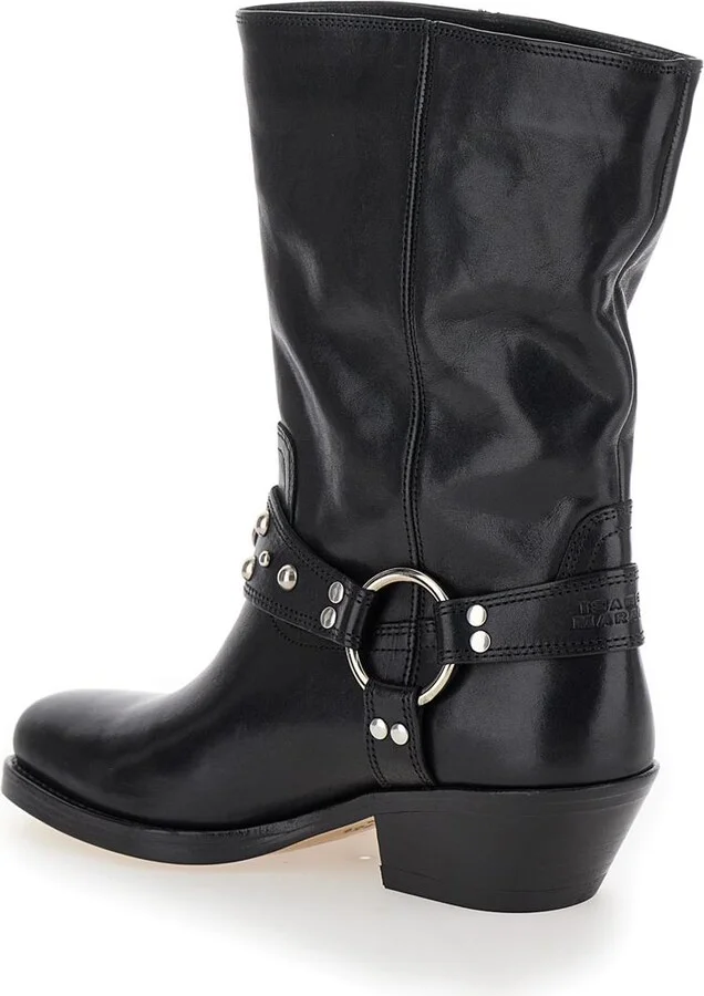 'Anyta' Black Ankle Boots With Studs In Leather Woman - Image 3