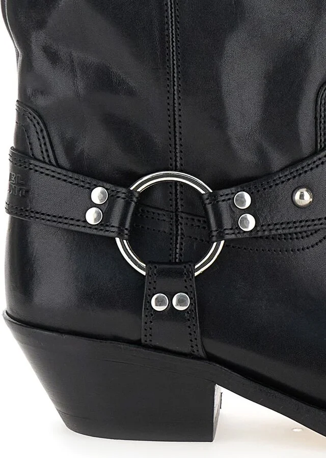 'Anyta' Black Ankle Boots With Studs In Leather Woman - Image 4