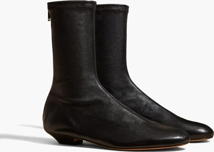 Apollo Flat Ankle Boot in Black Leather - Image 2