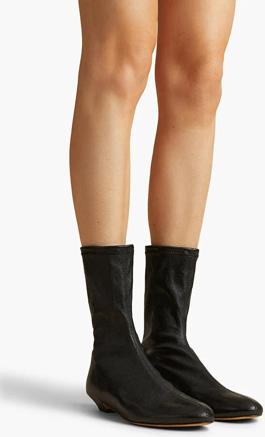 Apollo Flat Ankle Boot in Black Leather - Image 4