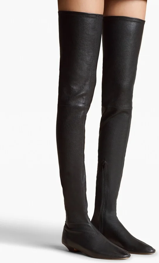 Apollo Over-the-Knee Flat Boot in Black Leather - Image 5