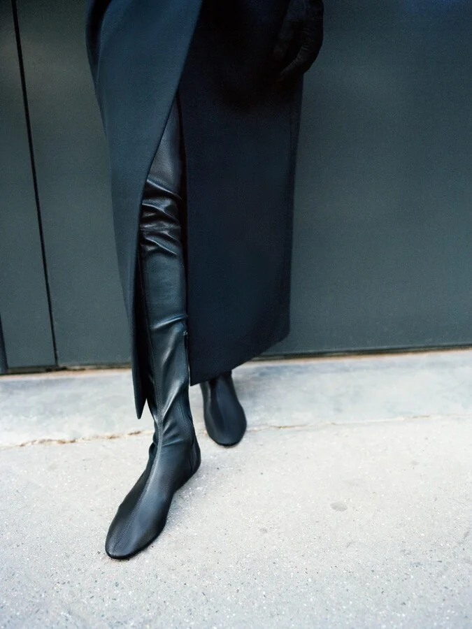 Apollo Over-the-Knee Flat Boot in Black Leather - Image 7