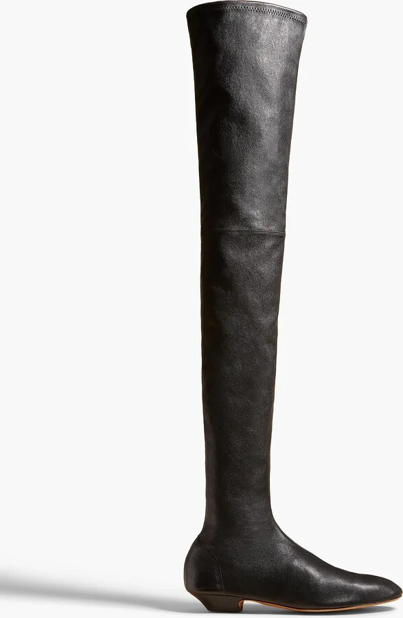 Apollo Over-the-Knee Flat Boot in Black Leather