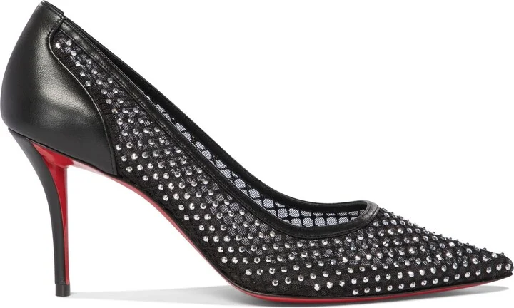 Apostropha Mesh Strass Heeled Shoes Black