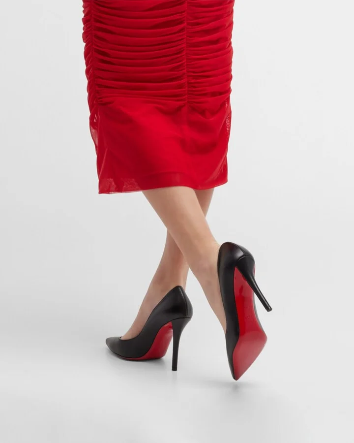 Apostrophy Leather Pointed Red-Sole Pumps - Image 4