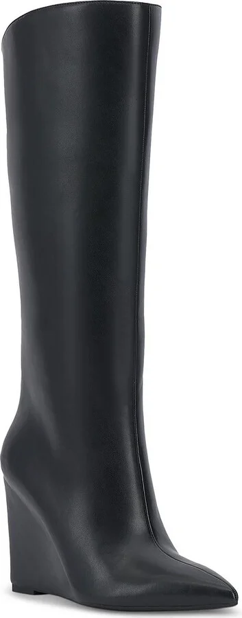 Appile Womens Faux leather Pointed toe Knee-High Boots