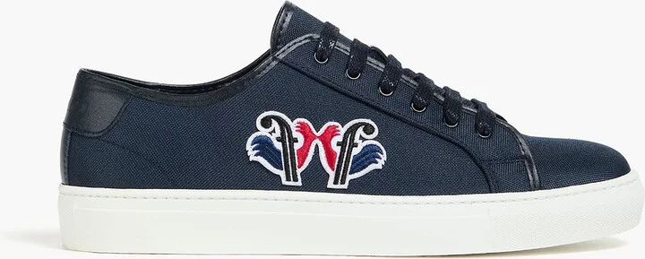 Appliquéd canvas sneakers