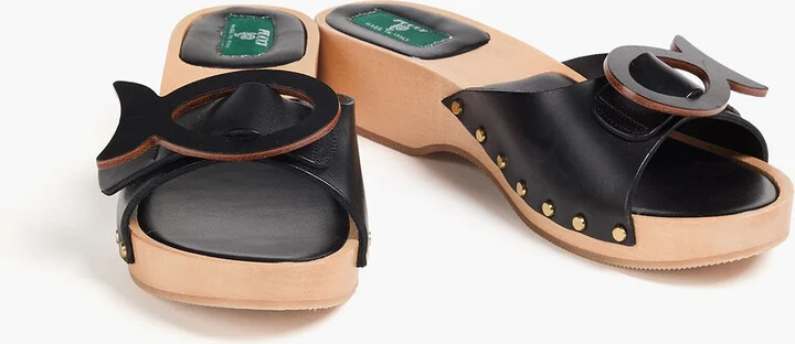 Appliquéd leather mules - Image 2
