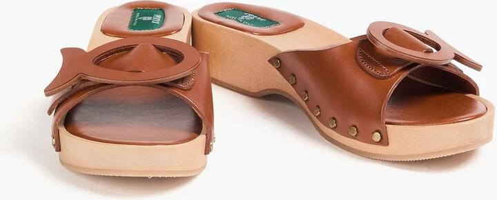 Appliquéd leather mules - Image 8
