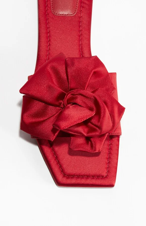 Appliquéd Satin Sandals