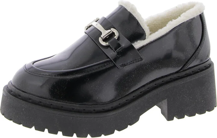 Approach-F Womens Faux Fur Lined Block Heel Loafers