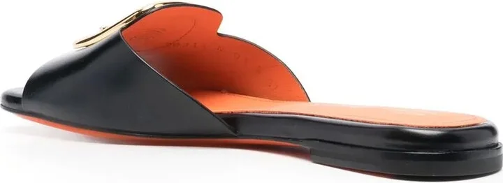 Apricot leather slip-on sandals - Image 3