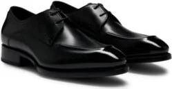 Apron-toe Derby shoes in leather with heel detail- Black Men's Special Occasions size 11