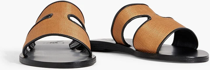 Apteros leather-trimmed raffia sandals - Image 2
