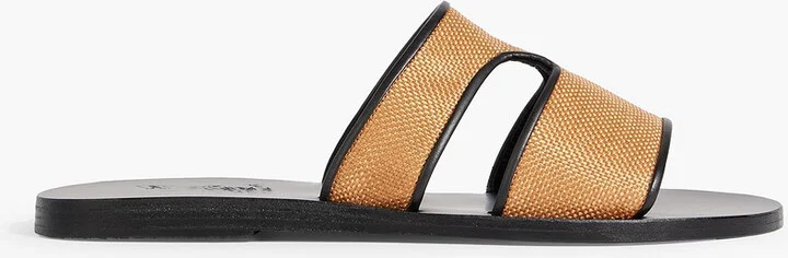 Apteros leather-trimmed raffia sandals