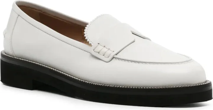 Aqua chain-detailed leather loafers - Image 2