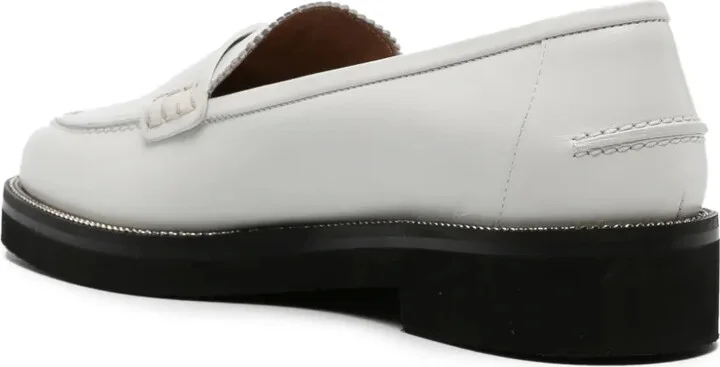 Aqua chain-detailed leather loafers - Image 3
