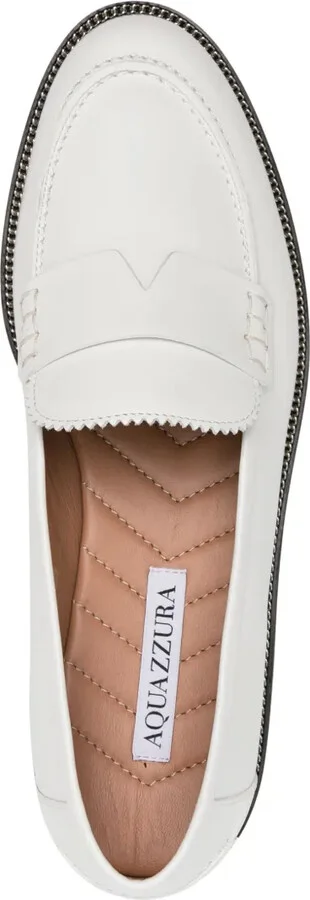 Aqua chain-detailed leather loafers - Image 4