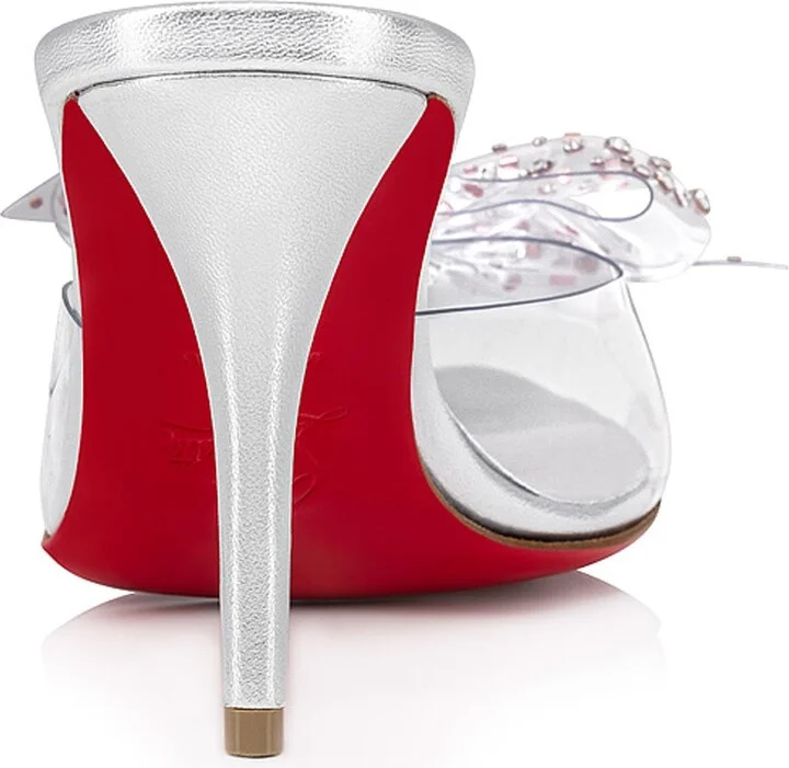 Aqua Crystal Embellished Clear Slide Sandal - Image 2