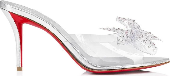 Aqua Crystal Embellished Clear Slide Sandal - Image 3