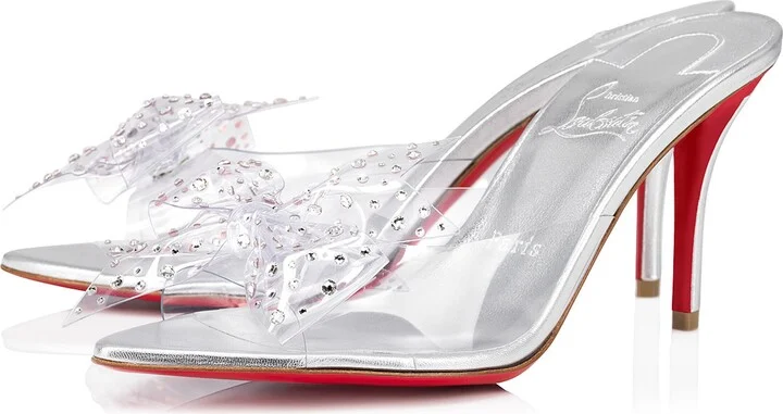 Aqua Crystal Embellished Clear Slide Sandal