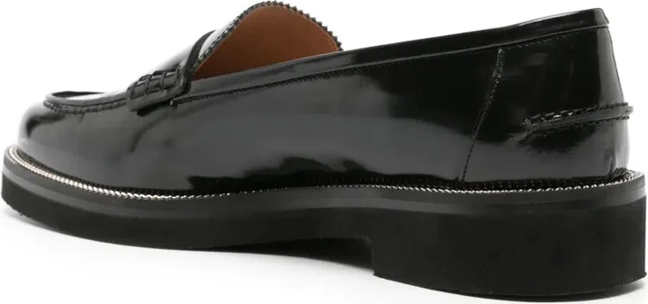 Aqua leather loafers - Image 3