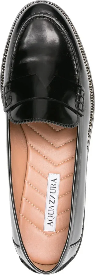 Aqua leather loafers - Image 4