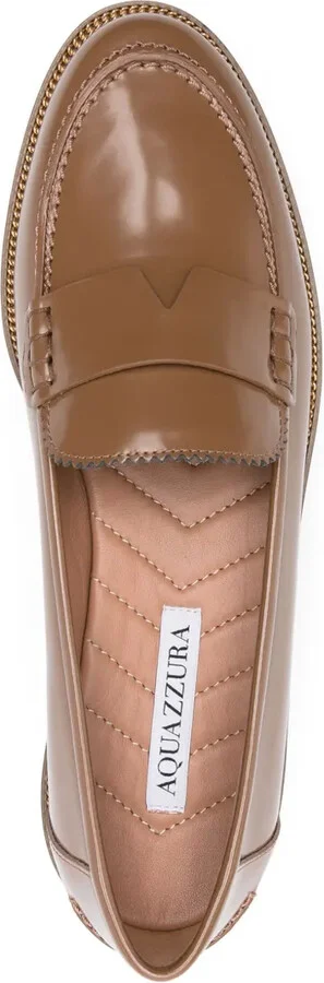 Aqua leather loafers - Image 4