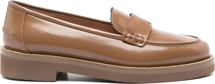 Aqua leather loafers