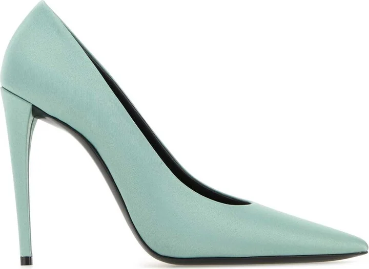 Aquamarine Satin Monceau Pumps