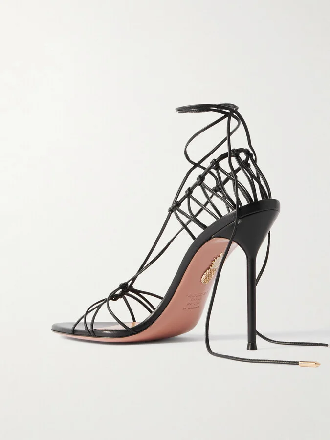 Aquazzura - + Alex Rivière 105 Cutout Leather Sandals - Black - Image 3