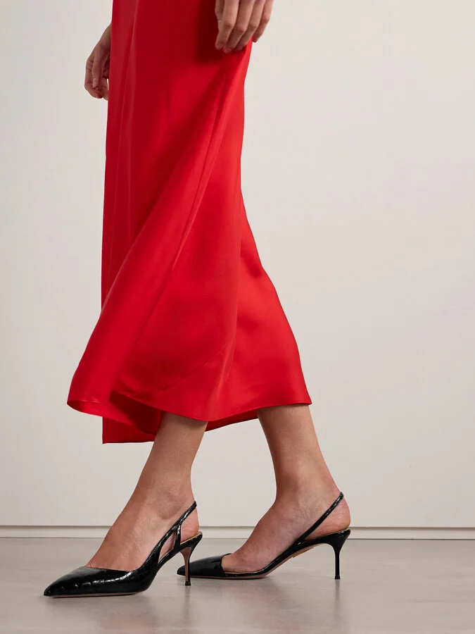 Aquazzura - + Alex Rivière 65 D'orsay Croc-effect Patent-leather Slingback Pumps - Black - Image 2