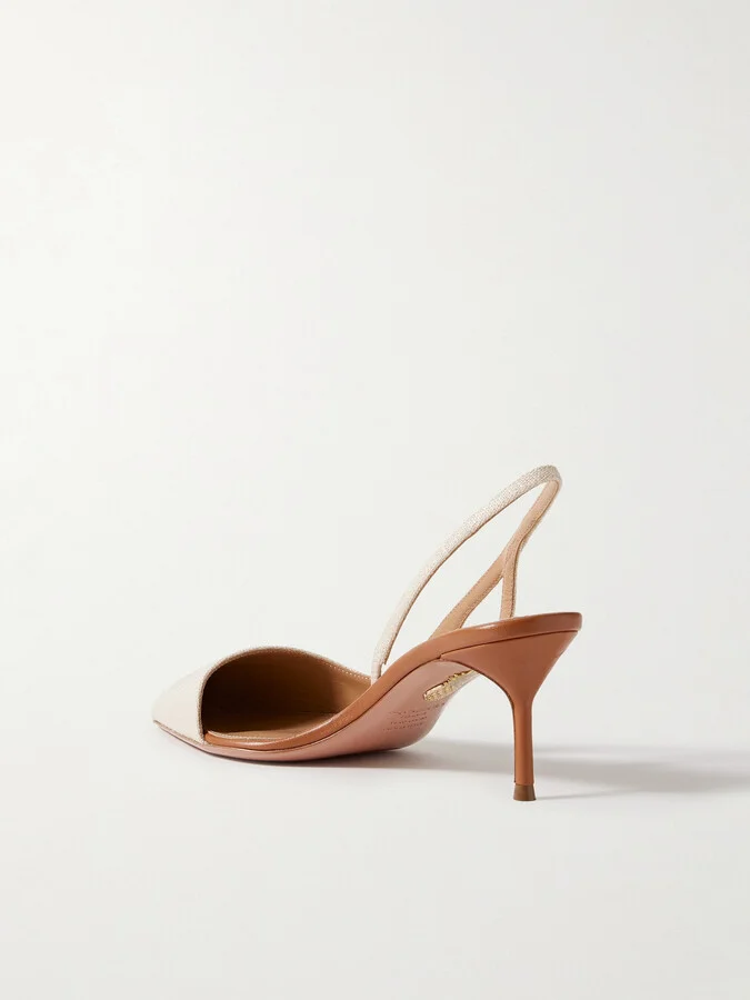 Aquazzura - + Alex Rivière 65 D'orsay Linen Pumps - Ecru - Image 3