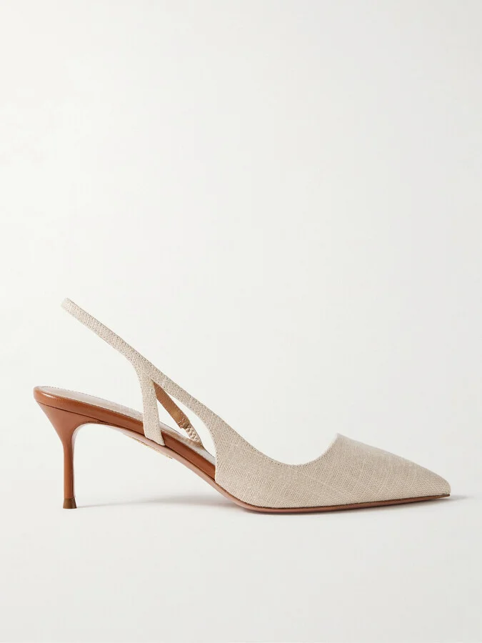 Aquazzura - + Alex Rivière 65 D'orsay Linen Pumps - Ecru