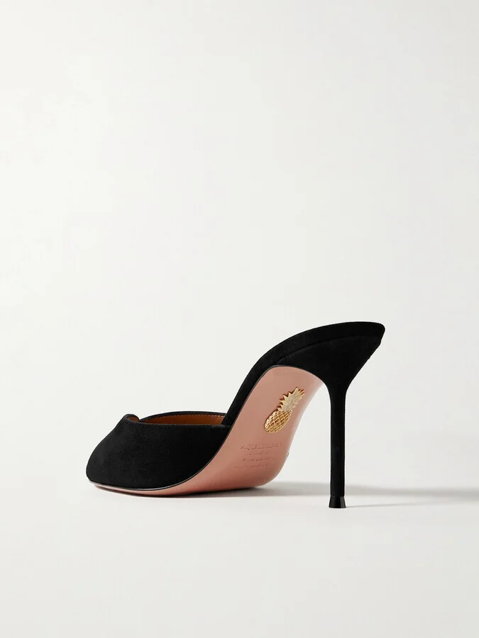Aquazzura - + Alex Rivière 85 Suede Mules - Black - Image 3