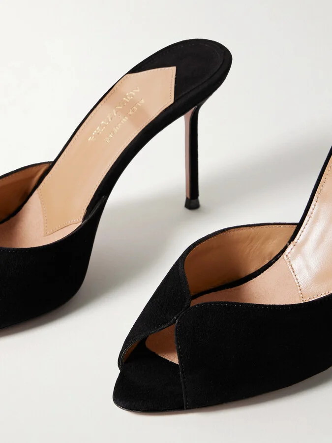 Aquazzura - + Alex Rivière 85 Suede Mules - Black - Image 4