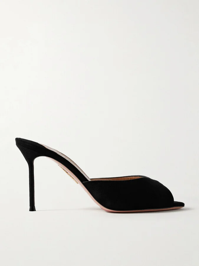Aquazzura - + Alex Rivière 85 Suede Mules - Black