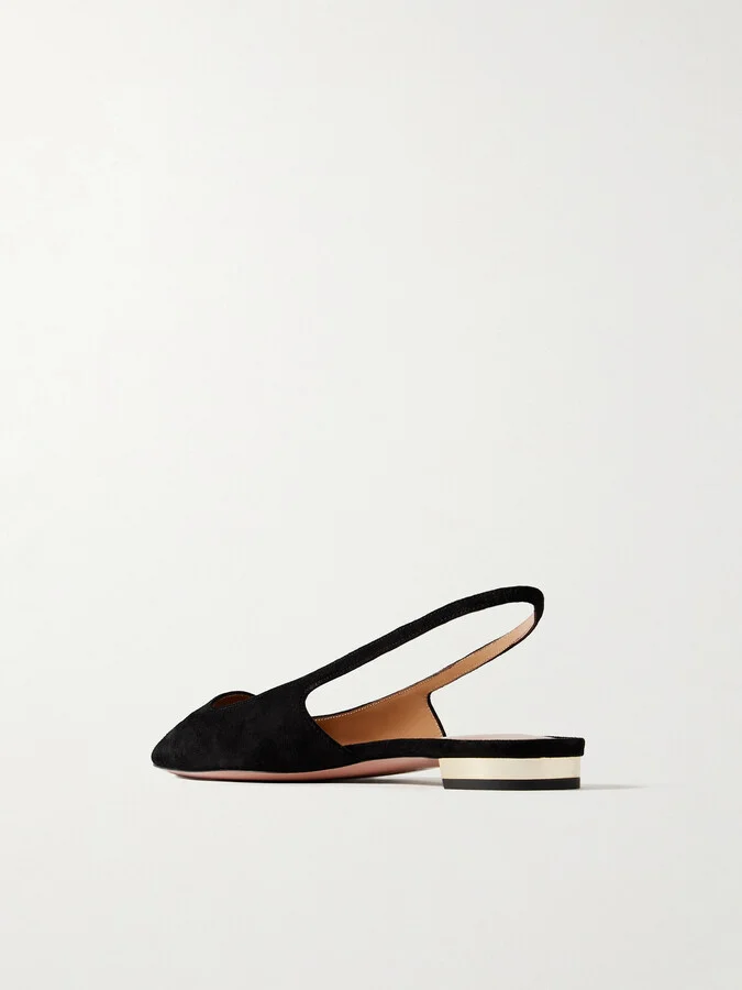 Aquazzura - + Alex Rivière Suede Slingback Flats - Black - Image 3