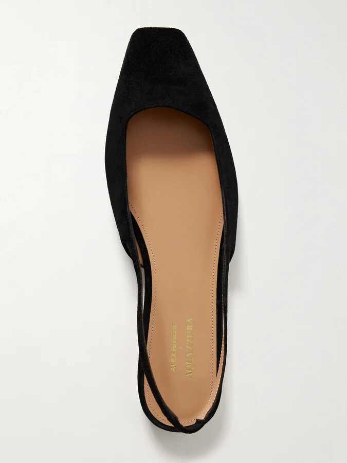 Aquazzura - + Alex Rivière Suede Slingback Flats - Black - Image 5