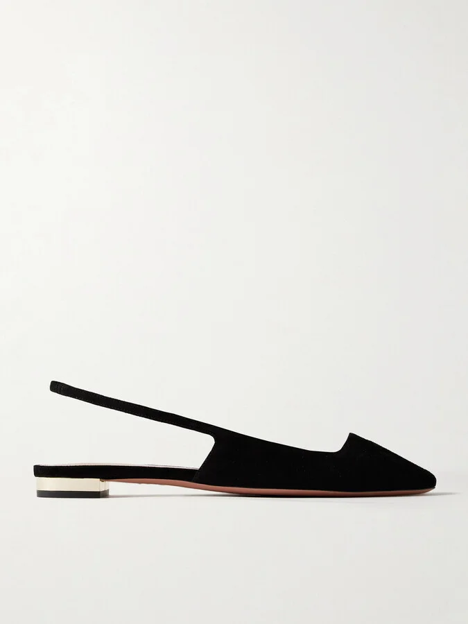 Aquazzura - + Alex Rivière Suede Slingback Flats - Black