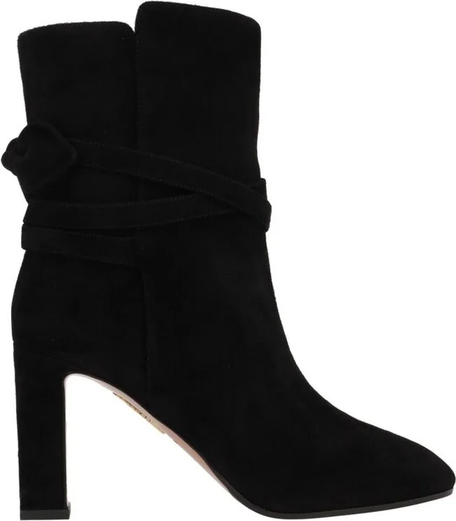 Aquazzura Almond Toe Mid Heel Ankle Boots